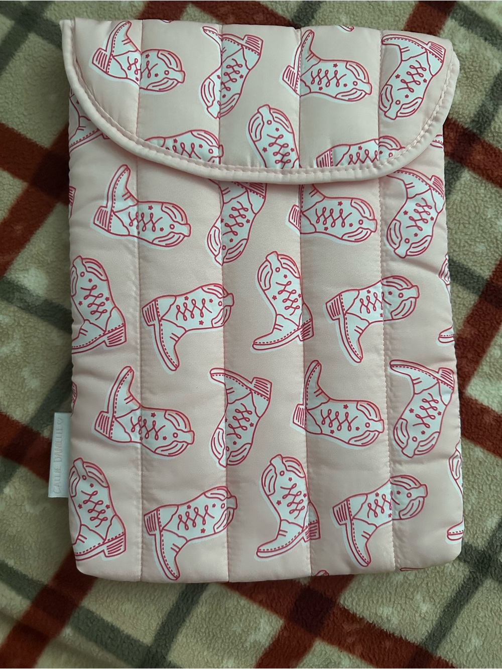 Pink Cowboy Boot Quilted Laptop Sleeve